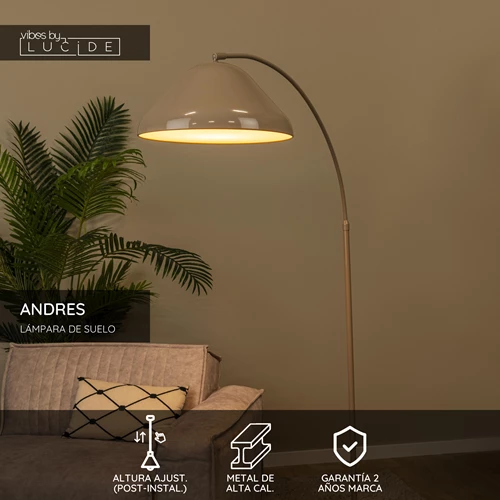 Lucide ANDRES - Lámpara de suelo - 1xE27 - Taupe | Vibes - USP